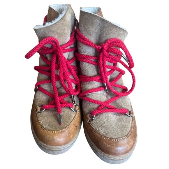 Isabel Marant womens 40/9 Nowles hidden wedge shearling boots camel red - Picture 2 of 9